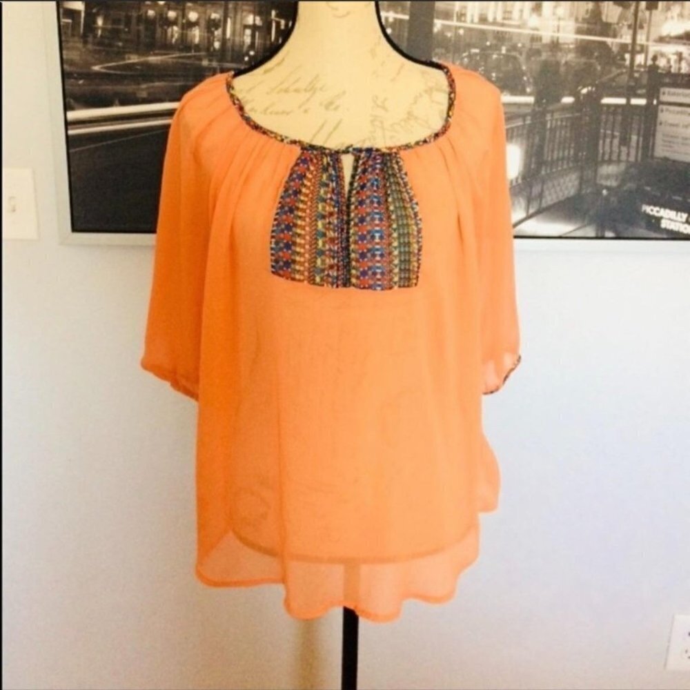 Umgee Boho Orange Top Medium - Picture 7 of 9